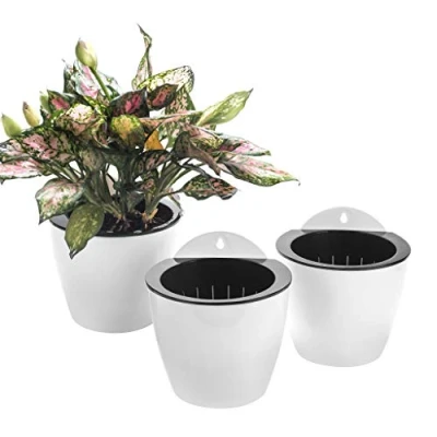 Imagen de 3 Piezas de riego automático para Colgar en la Pared, macetas Ventana, Cesta Flores Plantas Interior Cocina, Hierbas, balcón, barandilla, Estante, Valla, Enrejado