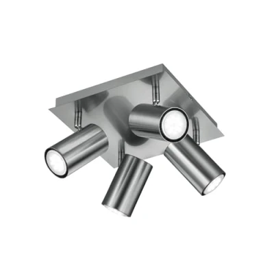 Imagen de Trio 802430407 Serie 8024 Focos con 4 luces, bombillas excluidas, GU10, 35 W, 230 V, A++, E, IP20, 15 x 24 cm, metal, níquel mate