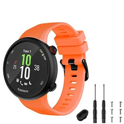 Imagen de GVFM Correa Compatible con Garmin Forerunner 45s, Pulsera Deportiva de Silicona Repuesto (Naranja)