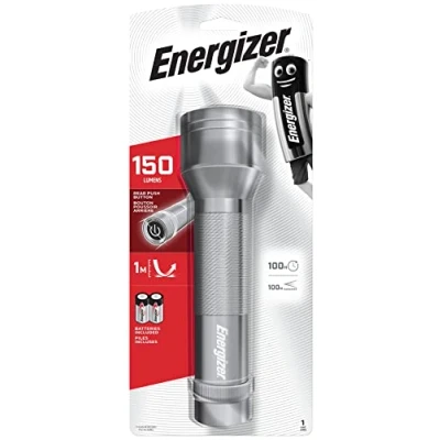 Imagen de Energizer linterna LED de metal, 135 lúmenes, funciona con 2 pilas D , metálica para camping o uso hogar