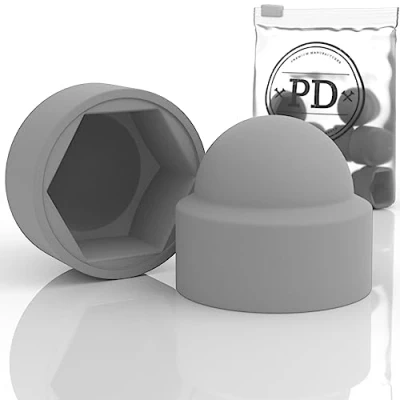 Imagen de PD® Tapas protectoras hexagonales M10 (ancho a través de planos 17) gris para tornillos plástico tuercas y cabeza tornillo 10 piezas
