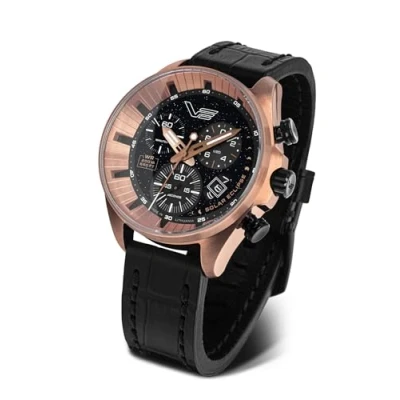 Imagen de Vostok Europe Celestial Objects Limited Edition Reloj para hombre (cronógrafo, 46 mm, 20 ATM), Solar Eclipse, Correa
