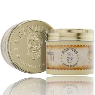 Imagen de Bandido Deluxe Pomade hombre 125 ml Cera para el pelo hombres con fuerte agarre de base agua Bonita fragancia Barbershop Hair Shine Wet look