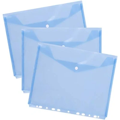 Imagen de D.RECT 10 Piezas Carpeta Para documentos, A4, Carpetas Plástico con Cierre a Presión, Archivo, color azul transparente (110545)