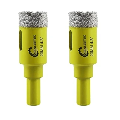 Imagen de Juego de Brocas Diamante Seco 2piezas 20mm Sierra Perforadora con Vástago Triangular para Cerámica Porcelana Granito Mármol Cuarzo Gres SANLEETEK
