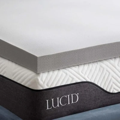 Imagen de LUCID Sobrecolchón viscoelástico de 7,5 cm con partículas carbón bambú, Topper 90 x 190