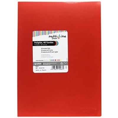 Imagen de Grafoplás 01441751－Carpeta de fundas Multiline, 40 fundas, tamaño folio, color rojo