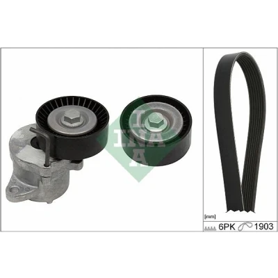 Imagen de INA 529 0348 10 Juego de correas trapeciales poli V Revisar/sustituir poleas libres del alternador OPEL: Insignia A Hatchback, Astra J Hatchback