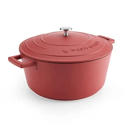 Imagen de MasterClass Cacerola grande con tapa 5 l/28 cm, aluminio fundido ligero, apto para inducción, horno y horno, color rojo