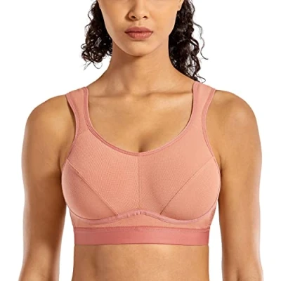 Imagen de SYROKAN Sujetador Deportivo Alto Impacto Comodidades sin Relleno Aros para Mujer Rosa Desnuda 95B