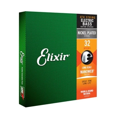Imagen de Sexta cuerda para bajo Elixir Strings de acero niquelado con recubrimiento NANOWEB, calibre mediano (.032)