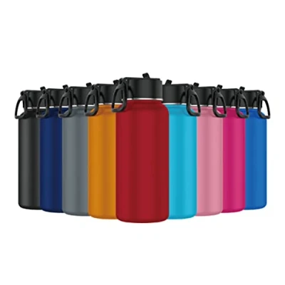 Imagen de Mi Ko Ka Botella de Agua Acero Inoxidable Térmica Reutilizable Deportiva Sin BPA Mantiene Frio y Calor Termo Hermética A Prueba Fugas (1 Litro, Rojo)