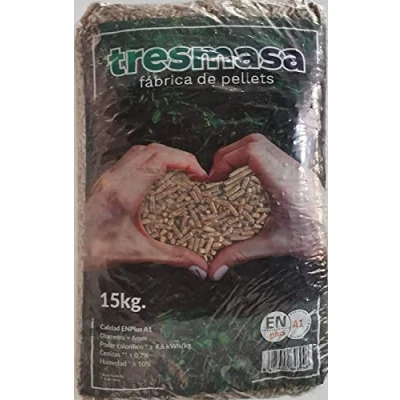Imagen de Pellet de madera pino Saco Pellets 15 kg Combustible para Estufa Biomasa certificado calcera