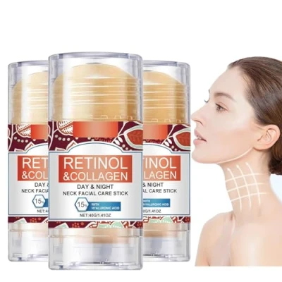 Imagen de Barra Para Cuidado Facial Y Cuello Con Colágeno Retinol Día Noche, Crema Hidratante Ácido Hialurónico, Antiarrugas Rostro Cuello(3PACK)