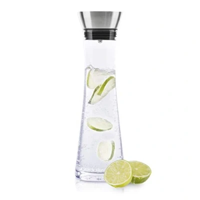 Imagen de 1 Ltr Glass Water Decanter Wine Juice Cold Drinks Carafe Stainless Steel Jug