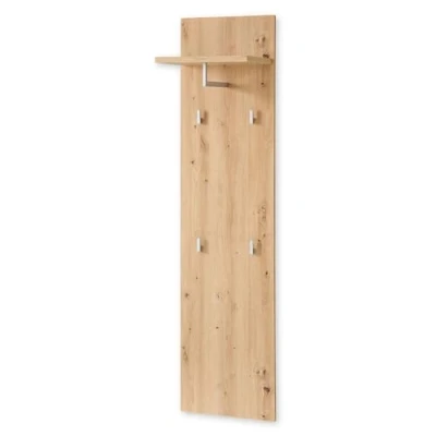 Imagen de Stella Trading BARI Panel de perchero en aspecto roble artesano con certificado FSC, estante moderno ganchos pared fiables para chaquetas y bolsos, 40 x 158 30 cm (ancho alto