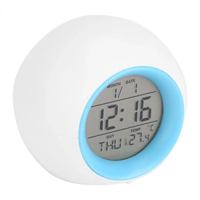 Imagen de Despertador Digital, Reloj Alarma con Luz de Colores Múltiples y Sonidos la Naturaleza, Pantalla LED Presentación Hora, Fecha, Temperatura, Función Snooze