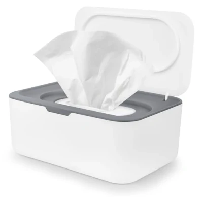 Imagen de Caja Toallitas Humedas, Dispensador de Húmedas con Tapa, Cajas Servilletas para Guardería Coche Cocina Baño (Blanquecino)