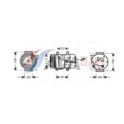 Imagen de PRASCO VOAK054 Compresor de Aire Acondicionado DKS17CH PAG 100 R 134 a VOLVO: S60 I, V70 2