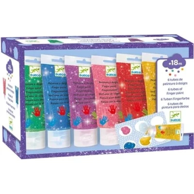 Imagen de Pintura de Dedos 6 Tubos Colores con Purpurina
