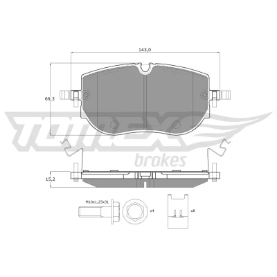 Imagen de TOMEX brakes TX 60 65 Juego de pastillas freno Eje delantero preparado para indicador desgaste VOLKSWAGEN: ID.4, AUDI: Q4 e tron