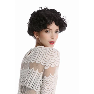 Imagen de WIG ME UP 90982 ZA103 Peluca Mujer Hombre Carnaval Halloween Corto Rizado Negro
