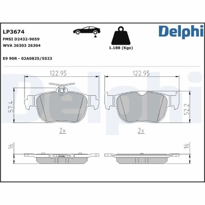 Imagen de DELPHI LP3674 Juego de pastillas freno no preparado para indicador desgaste Chapa antichirridos sin accesorios VOLKSWAGEN: Golf VIII Hatchback