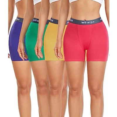 Imagen de wirarpa Boxer Mujer Pantalon Antirozaduras Algodon Bragas Culotte Shorts 3&#039;&#039; Inseam Pack de 4 Multicolor Talla L