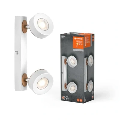 Imagen de LEDVANCE LED downlight Pluto, acero, madera, 2 luces, blanco