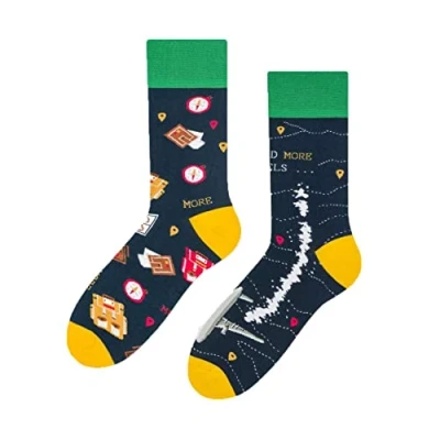Imagen de More Calcetines Que no Coinciden, Media Pierna Algodón Colores, Divertido Motivo Navideño, Estampado Loco Multicolor, Extraños para Hombres y Mujeres, 1 par
