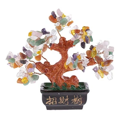 Imagen de lachineuse Árbol Feng Shui 5 Elements de la Fortuna 12 cm Deco asiático japonés Bonzai Piedras Preciosas Objeto Tradicional Zen