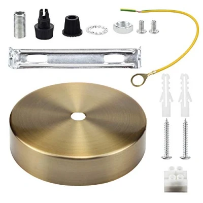 Imagen de TIANFAN Techo Rosa colgante Cable Grip Flex Abrazadera Placa para instalación de luz 100 mm Elija lámpara Multi Color Full Set (French Golden)