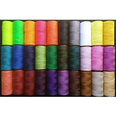 Imagen de 30 bobinas de hilo encerado 1mm grosor Linhasita colores diferentes ideal para macrame, bisuteria y coser cuero, poliester Brasileño