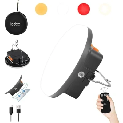 Imagen de Linterna Camping LED, 9900mAh Power Bank Recargable Lámpara ,2000LM Foco para Tienda, IP65 Impermeable Portátil Luz de Emergencia Pesca,Senderismo,Apagón (30w Con Control Remoto)