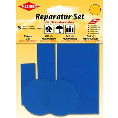 Imagen de Kleiber Juego de Parches reparación para Ropa, Nailon, autoadhesivos, 5 Piezas, Color Azul