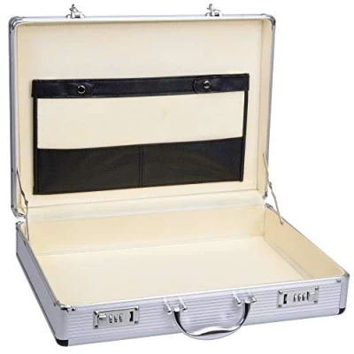 Imagen de GRÄWE maletín de aluminio con compartimento para documentos, negocios, cerradura combinación, color plateado, aprox. 11 litros, plata, Außenmaße: L 44,5 cm, B 34 H 10,5 Elegante