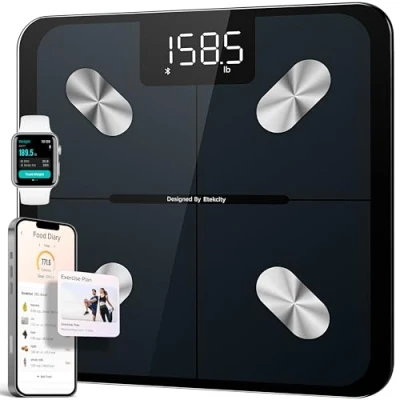 Imagen de ETEKCITY Báscula inteligente de pesaje baño digitales con grasa corporal y peso para personas, analizador electrónico Bluetooth BMI composición (ST/LB/KG), Black