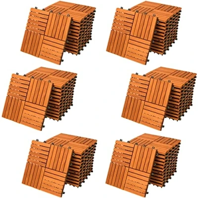 Imagen de Casaria 66x Baldosas de Madera Acacia Quattro Mosaico 30x30cm 6m² Certificado FSC® Losetas Terraza Balcón