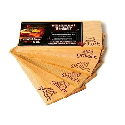 Imagen de grillart 6 planchas de Parrilla XXL Tablero Madera Cedro para Barbacoa tableros Ahumado Hechos Rojo Occidental 100% Natural Canadá