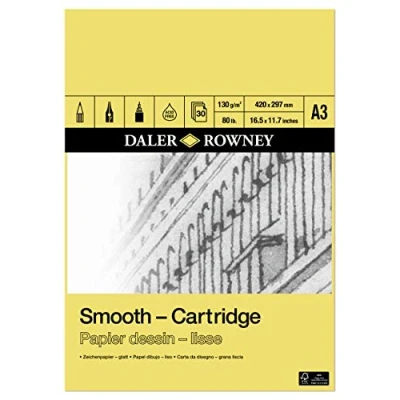 Imagen de Daler Rowney Smooth Cartridge Bloc Dibujo Liso Encolado Retrato A3 130G 30 hojas