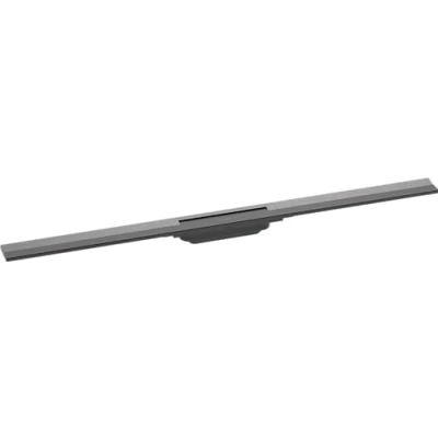 Imagen de hansgrohe RainDrain Flex Canaleta de ducha (1000 mm, se puede acortar el desagüe del suelo, cromo cepillado), color negro
