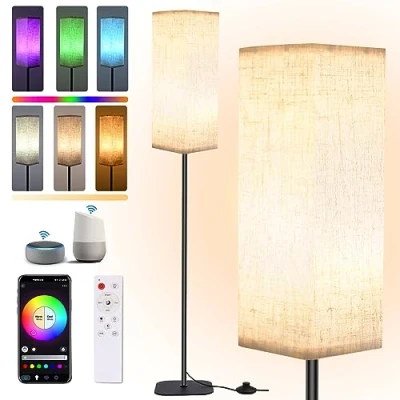 Imagen de ZWOOS Lampara de Pie Salon, WiFi RGB Lámpara Regulable, Floor Lamp LED 1600 Diez Mil Colores con Control Remoto, APP Compatible Alexa y Google Home, 170 cm
