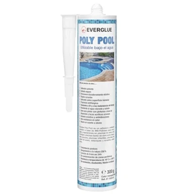 Imagen de Everglue Poly Pool 1K MS Polymer Adhesivo de montaje para pegar y sellar, se puede utilizar bajo el agua, sin silicona, resistente a los rayos UV, permanece permanentemente elástico transparente