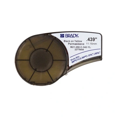 Imagen de Brady ( M21 250 C 342 YL ) Manguito de poliolefina termorretráctil PermaSleeve para BMP21 PLUS; 11.15 mm x 2.10 m Negro sobre amarillo