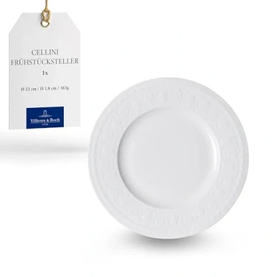 Imagen de Villeroy &amp; Boch Cellini Plato de desayuno, 22 cm, Porcelana Premium, Blanco
