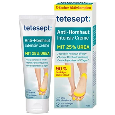 Imagen de tetesept Crema intensiva anticallosidades para pies con complejo hidrolipídico y 25% de urea pomada reducir eficazmente los callos visibles 1 x 75 ml