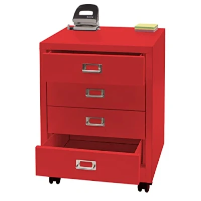Imagen de Mendler HWC L49 Cajonera con ruedas (metal, 55 x 40 41 cm, 4 cajones), color rojo
