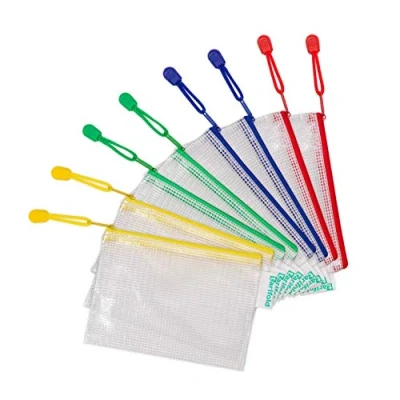 Imagen de TARIFOLD Es 509069 Lote 8 Bolsas de Archivo con Cremallera Malla A6, Carpetas A6 Plástico Impermeable para Documentos, Recibos Papelería Oficina Viaje escuela, hogar, colores Surtidos