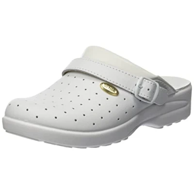 Imagen de Scholl Clog Racy, Krankenschwester schuhe, Unisex adulto, Blanco, 43 EU