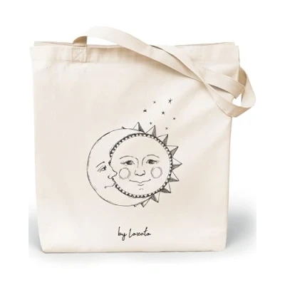 Imagen de Loxato Bolsa Tela Tote Bag Bolsos Bandolera Mujer Bolsas de Algodón Natural 100% Reutilizables Extra Ancho 8cm Asas Largas 70cm 220 gr/m2 Bonitas Grande